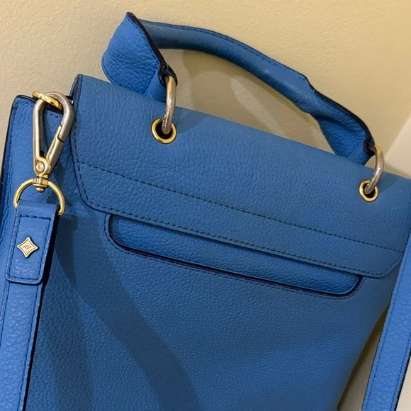 MCM Sky Blue Leather Authentic MCM Shoulder Bag MCM Crossbody MCM Handbag - Picture 6 of 16